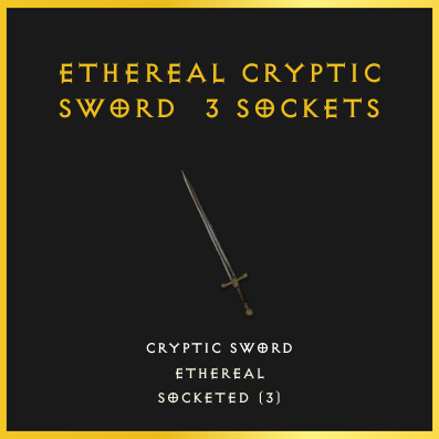 Ethereal Cryptic Sword & 3 Sockets
