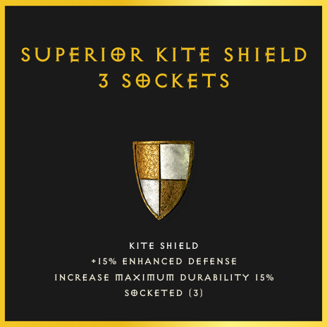 Superior Kite Shield & 3 Sockets