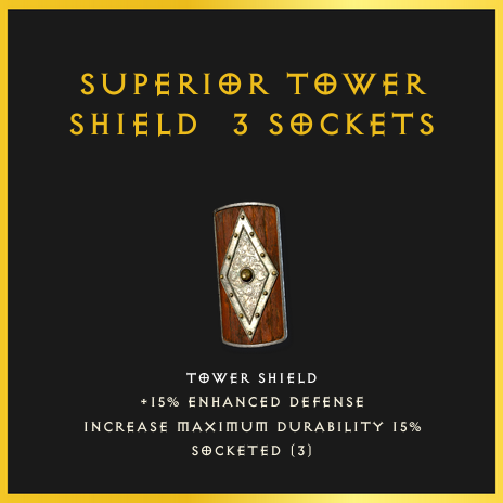 Superior Tower Shield & 3 Sockets