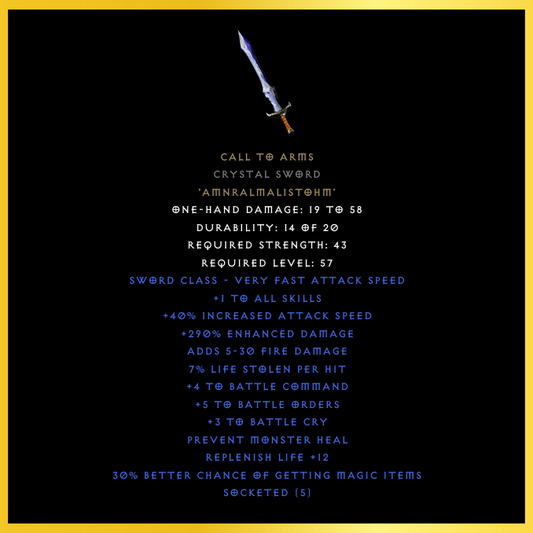 Call To Arms Crystal Sword [SCL][OTD][4025357]