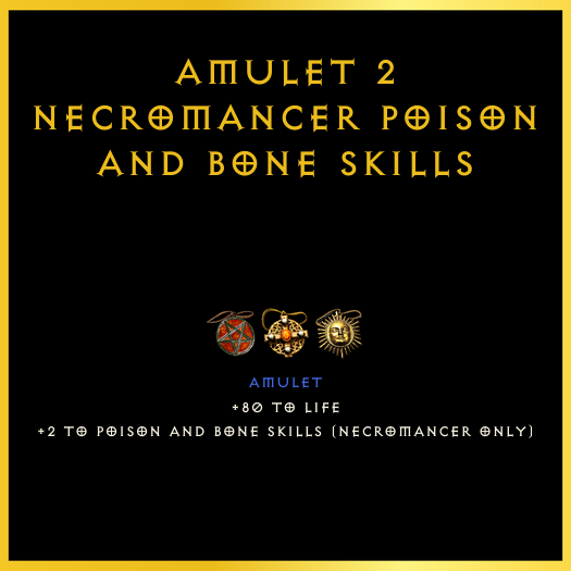 Amulet +2 Necromancer Poison And Bone Skills