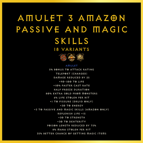 Amulet +3 Amazon Passive And Magic Skills