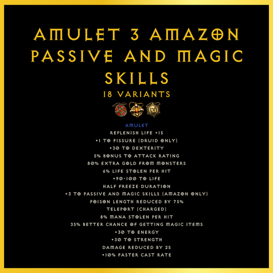 Amulet +3 Amazon Passive And Magic Skills