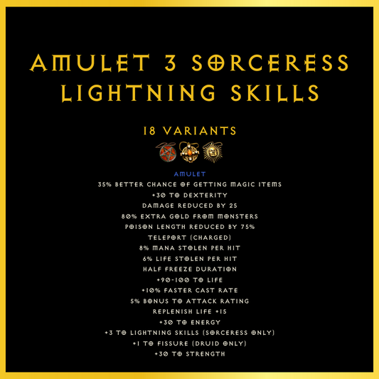 Amulet +3 Sorceress Lightning Skills