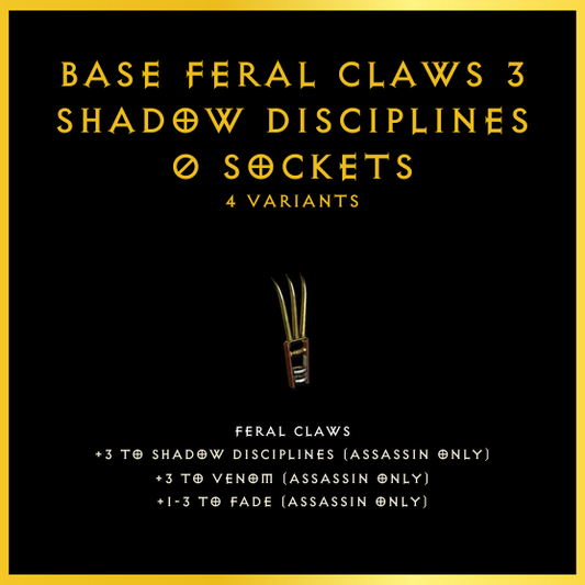 Base Feral Claws +3 Shadow Disciplines & 0 Sockets