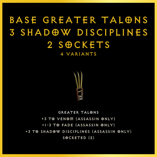 Base Greater Talons +3 Shadow Disciplines & 2 Sockets