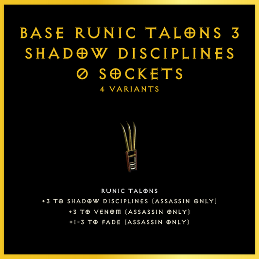 Base Runic Talons +3 Shadow Disciplines & 0 Sockets