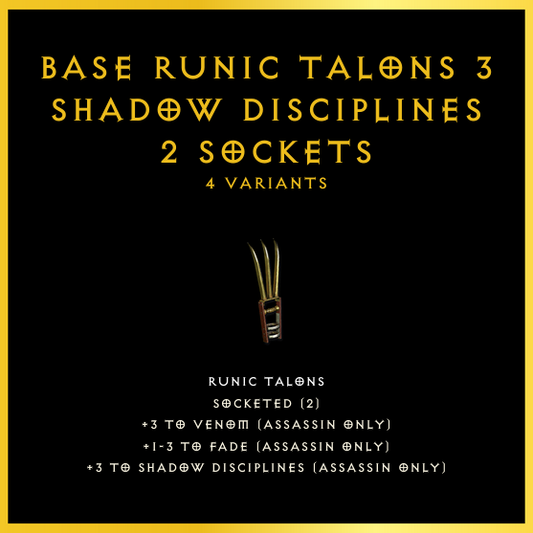 Base Runic Talons +3 Shadow Disciplines & 2 Sockets