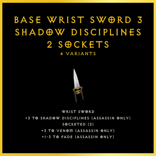 Base Wrist Sword +3 Shadow Disciplines & 2 Sockets