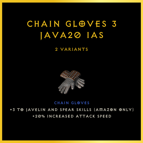 Chain Gloves +3 Java/20 Ias