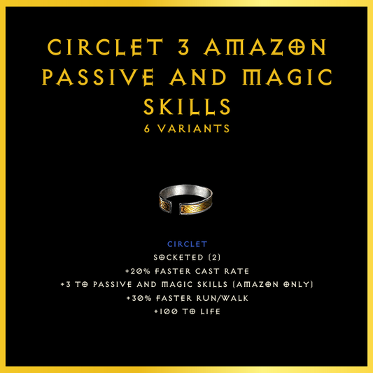 Circlet +3 Amazon Passive And Magic Skills