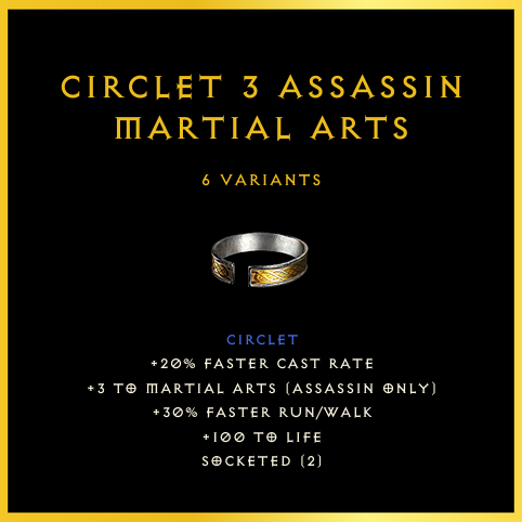 Circlet +3 Assassin Martial Arts