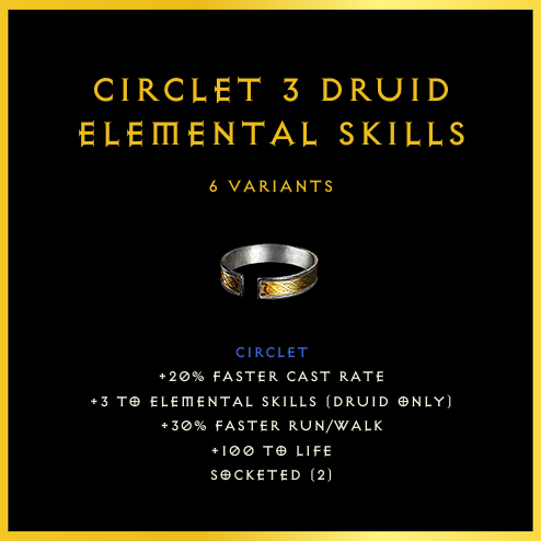 Circlet +3 Druid Elemental Skills