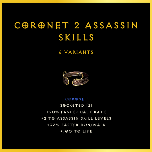 Coronet +2 Assassin Skills