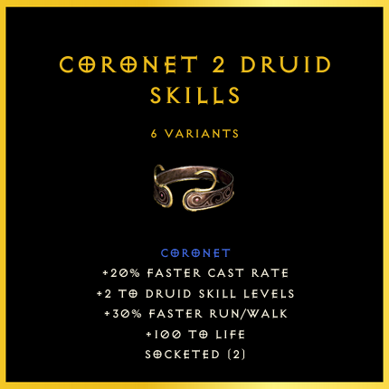 Coronet +2 Druid Skills