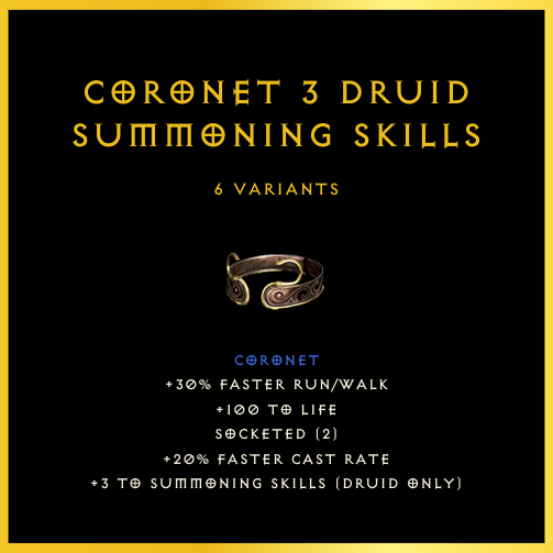 Coronet +3 Druid Summoning Skills