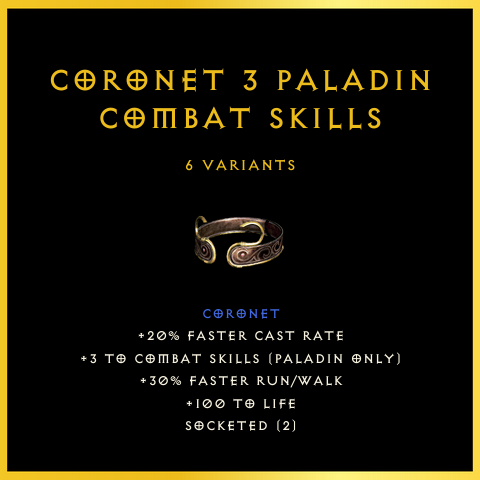 Coronet +3 Paladin Combat Skills