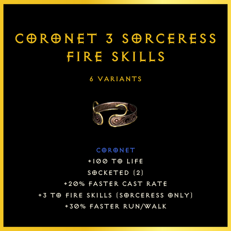Coronet +3 Sorceress Fire Skills