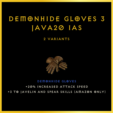 Demonhide Gloves +3 Java/20 Ias