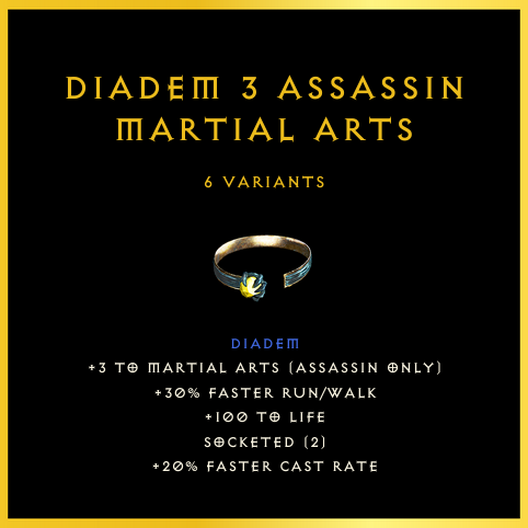 Diadem +3 Assassin Martial Arts