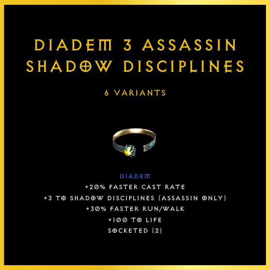 Diadem +3 Assassin Shadow Disciplines