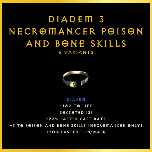 Diadem +3 Necromancer Poison And Bone Skills