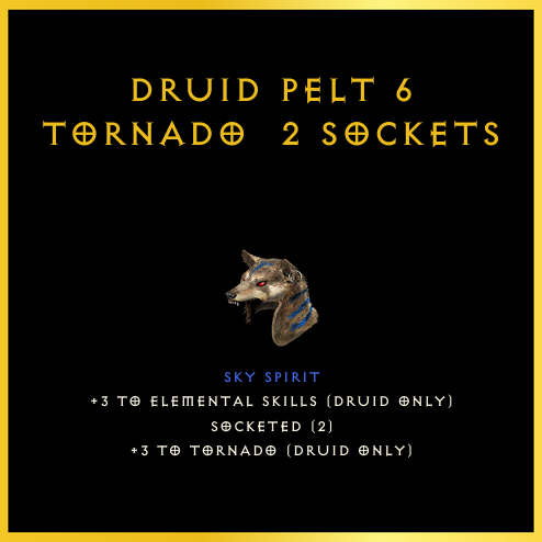 Druid Pelt +6 Tornado & 2 Sockets