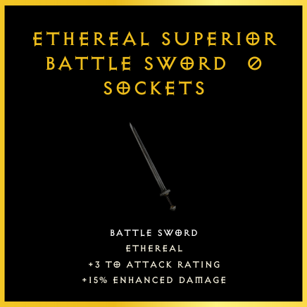 Ethereal Superior Battle Sword & 0 Sockets