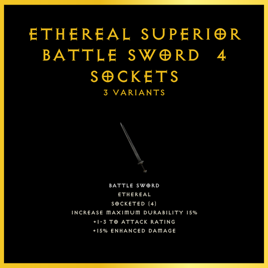 Ethereal Superior Battle Sword & 4 Sockets