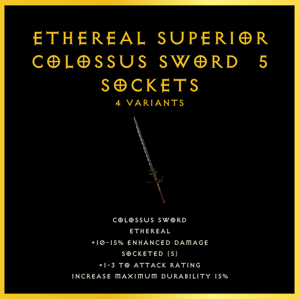 Ethereal Superior Colossus Sword & 5 Sockets