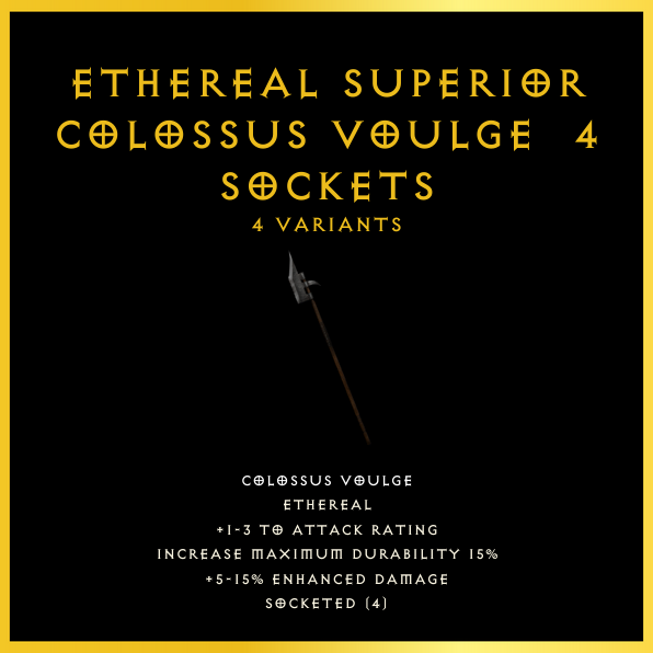 Ethereal Superior Colossus Voulge & 4 Sockets