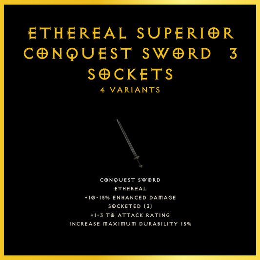 Ethereal Superior Conquest Sword & 3 Sockets