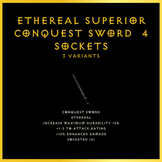 Ethereal Superior Conquest Sword & 4 Sockets