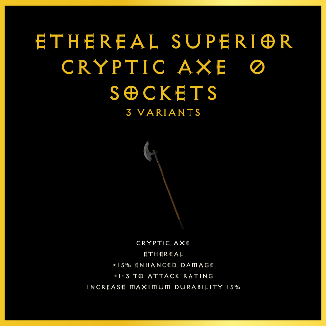 Ethereal Superior Cryptic Axe & 0 Sockets
