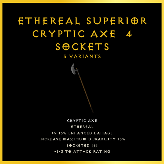 Ethereal Superior Cryptic Axe & 4 Sockets