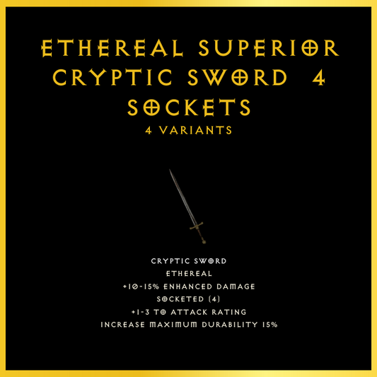Ethereal Superior Cryptic Sword & 4 Sockets