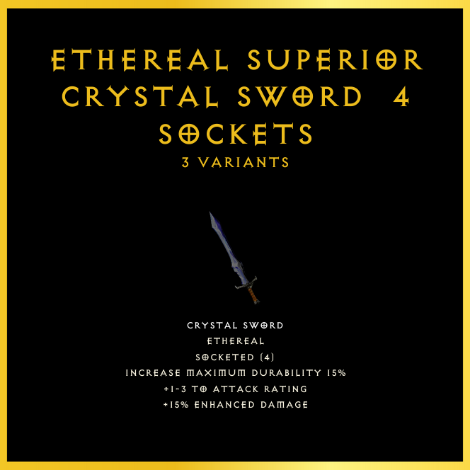Ethereal Superior Crystal Sword & 4 Sockets