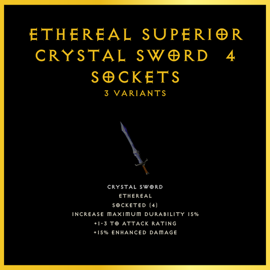Ethereal Superior Crystal Sword & 4 Sockets