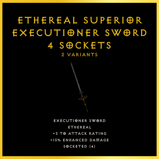 Ethereal Superior Executioner Sword & 4 Sockets