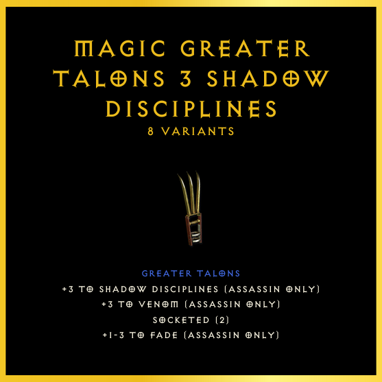 Magic Greater Talons +3 Shadow Disciplines