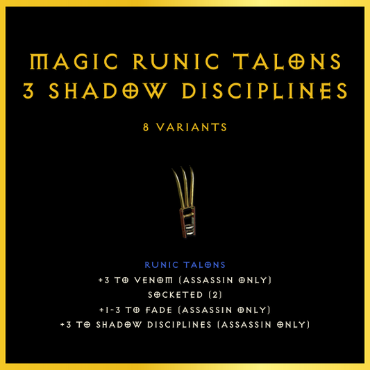 Magic Runic Talons +3 Shadow Disciplines