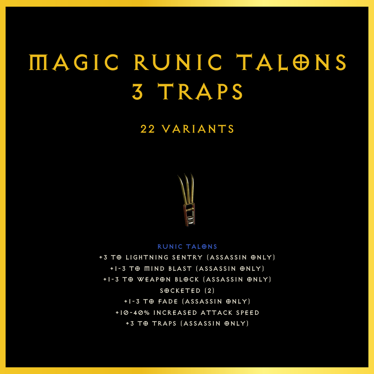 Magic Runic Talons +3 Traps