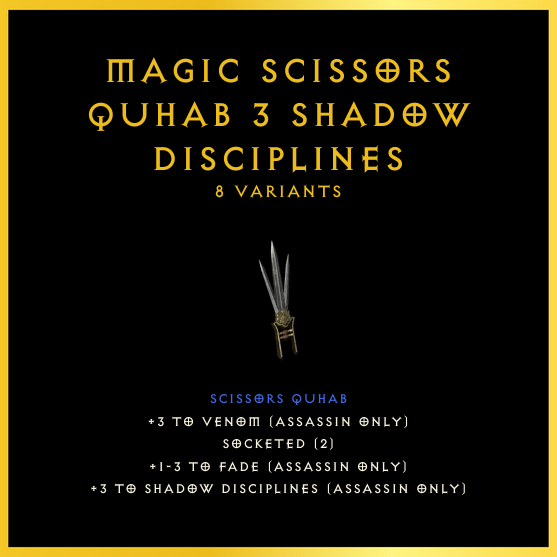 Magic Scissors Quhab +3 Shadow Disciplines