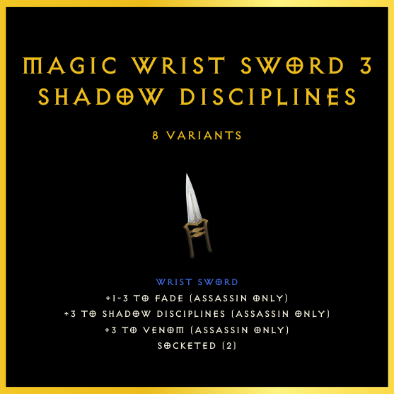 Magic Wrist Sword +3 Shadow Disciplines