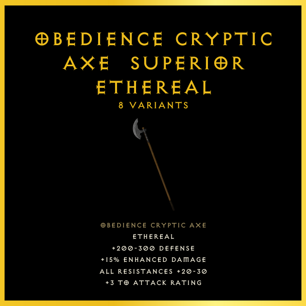 Obedience Cryptic Axe & Superior & Ethereal