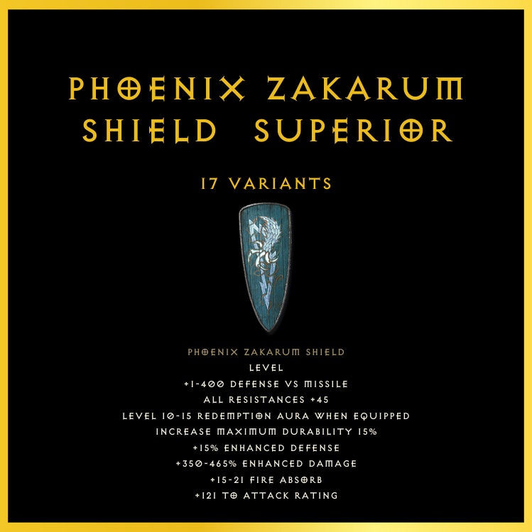 Phoenix Zakarum Shield & Superior