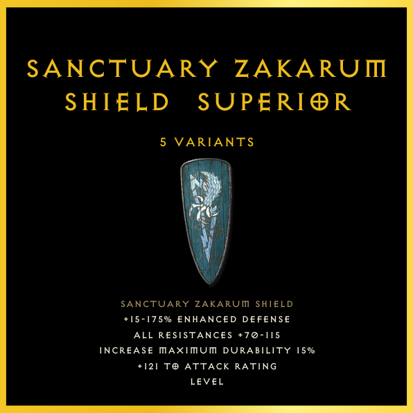 Sanctuary Zakarum Shield & Superior