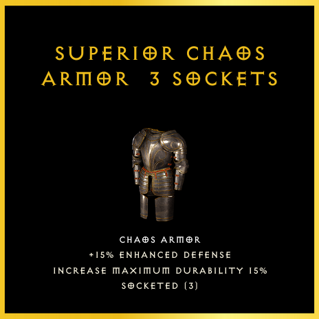 Superior Chaos Armor & 3 Sockets