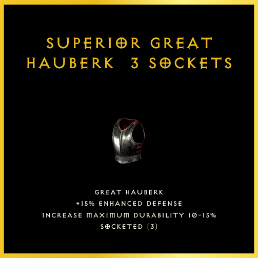 Superior Great Hauberk & 3 Sockets