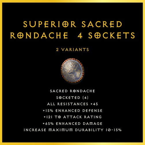 Superior Sacred Rondache & 4 Sockets